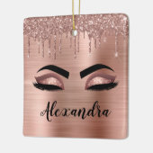 Roos Gold Glitter Sparkle Eyelashes Monogram Naam Keramisch Ornament (Links)