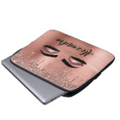 Roos Gold Glitter Sparkle Eyelashes Monogram Naam Laptop Sleeve (Voorkant onderkant)