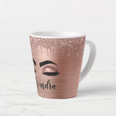 Roos Gold Glitter Sparkle Eyelashes Monogram Naam Latte Mok (Rechterhoek)