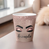 Roos Gold Glitter Sparkle Eyelashes Monogram Naam Latte Mok