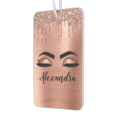 Roos Gold Glitter Sparkle Eyelashes Monogram Naam Luchtverfrisser (Links)