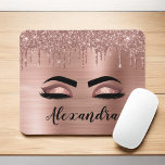 Roos Gold Glitter Sparkle Eyelashes Monogram Naam Muismat<br><div class="desc">Roos Gold Faux Folie Metallic Sparkle Glitter Brushed Metal Monogram Name and Initiaal Eyelashes (Lashes),  Eyelash Extensions and Eyes Blush Pink Mousepad. Het ontwerp maakt het perfecte mooie cadeau van 16 jaar,  bruiloft,  vrijgezellenfeest,  verjaardag,  baby shower of vrijgezellenfeest voor iemand die op een trendy coole stijl let.</div>