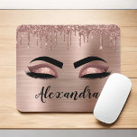 Roos Gold Glitter Sparkle Eyelashes Monogram Naam Muismat<br><div class="desc">Roos Gold Faux Folie Metallic Sparkle Glitter Brushed Metal Monogram Name and Initiaal Eyelashes (Lashes), Eyelash Extensions and Eyes Blush Pink Computer Mousepad (muispad). Het ontwerp maakt het perfecte mooie cadeau van 16 jaar, bruiloft, vrijgezellenfeest, verjaardag, baby shower of vrijgezellenfeest voor iemand die op zoek is naar een trendy coole...</div>