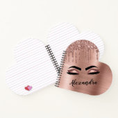 Roos Gold Glitter Sparkle Eyelashes Monogram Naam Notitieboek (Binnen)