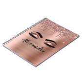 Roos Gold Glitter Sparkle Eyelashes Monogram Naam Notitieboek (Linkerzijde)
