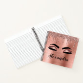 Roos Gold Glitter Sparkle Eyelashes Monogram Naam Notitieboek (Binnen)