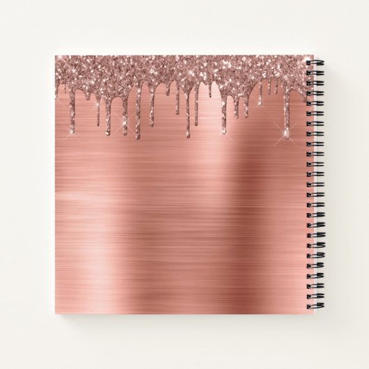 Roos Gold Glitter Sparkle Eyelashes Monogram Naam Notitieboek (Achterkant)