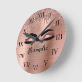 Roos Gold Glitter Sparkle Eyelashes Monogram Naam Ronde Klok (Hoek)