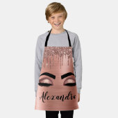 Roos Gold Glitter Sparkle Eyelashes Monogram Naam Schort (Gedragen)