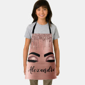 Roos Gold Glitter Sparkle Eyelashes Monogram Naam Schort (Insitu)