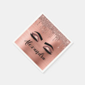 Roos Gold Glitter Sparkle Eyelashes Monogram Naam Servet (Hoek)