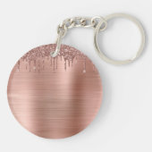 Roos Gold Glitter Sparkle Eyelashes Monogram Naam Sleutelhanger (Achterkant)