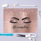 Roos Gold Glitter Sparkle Eyelashes Monogram Naam Tissuepapier (Craft)