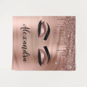 Roos Gold Glitter Sparkle Eyelashes Monogram Naam Wandkleed (Voorkant (horizontaal))