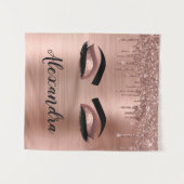 Roos Gold Glitter Sparkle Eyelashes Monogram Naam Wandkleed (Voorkant (horizontaal))