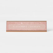 Roos Gold Glitter Sparkle Girly Modern Bureau Naambordje (Voorkant)