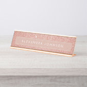 Roos Gold Glitter Sparkle Girly Modern Bureau Naambordje (Voorkant)