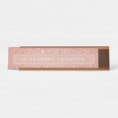 Roos Gold Glitter Sparkle Girly Modern Bureau Naambordje (Voorkant)