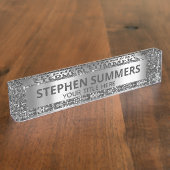 Roos Gold Glitter Sparkle Glam Custom Naambordje (Zijkant)