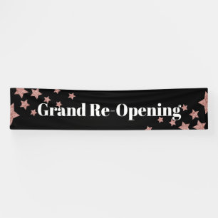 Roos Gold Glitter Sparkle Grand Heropening Zwart Spandoek