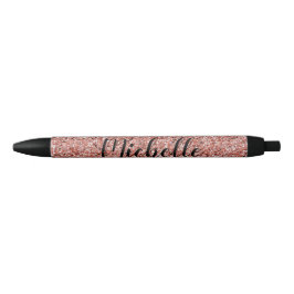 Roos Gold Glitter Sparkle Modern gepersonaliseerd Zwarte Inkt Pen