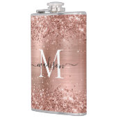 Roos Gold Glitter Sparkle Monogram geborsteld staa Heupfles (Links)