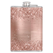 Roos Gold Glitter Sparkle Monogram geborsteld staa Heupfles (Achterkant)