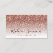 Roos Gold Glitter Sparkle Monogram Script Naam Visitekaartje (Voorkant)