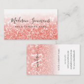 Roos Gold Glitter Sparkle Monogram Stijlvol Manusc Visitekaartje (Voorkant / Achterkant)