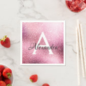 Roos Gold Glitter & Sparkle Monogram Verjaardag Servet (Insitu)