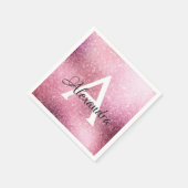 Roos Gold Glitter & Sparkle Monogram Verjaardag Servet (Hoek)