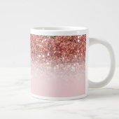Roos Gold Glitter Sparkle Ombre Monogram Naam Grote Koffiekop (Rechts)