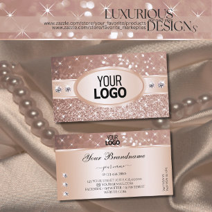 Roos Gold Glitter Sparkle Stars Diamonds met Logo Visitekaartje