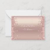 Roos Gold Glitter Sparkle Wedding Invitation Notitiekaartje (Achterkant)