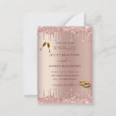 Roos Gold Glitter Sparkle Wedding Invitation Notitiekaartje (Voorkant)