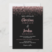 Roos Gold Glitter Sparkle Wedding Invitations Kaart (Voorkant)