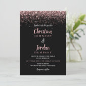 Roos Gold Glitter Sparkle Wedding Invitations Kaart (Staand voorkant)