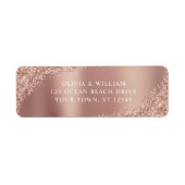Roos Gold Glitter Sparkle Wedding Return-adres Etiket (Voorkant)