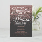 Roos Gold Glitter Sparkles Black Graduation Party Kaart (Staand voorkant)