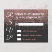 Roos Gold Glitter Sparkles Black RSVP's Uitnodiging Briefkaart (Voorkant)