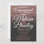 Roos Gold Glitter Sparkles Black Verloving Kaart (Voorkant)