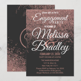 Roos Gold Glitter Sparkles Black Verloving Kaart