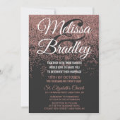 Roos Gold Glitter Sparkles Black Wedding Kaart (Voorkant)