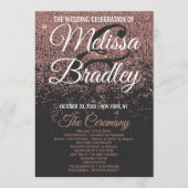 Roos Gold Glitter Sparkles Black Wedding Programs Programmakaart (Voorkant)