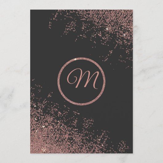 Roos Gold Glitter Sparkles Black Weduwmenu Menu (Achterkant)