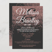 Roos Gold Glitter Sparkles Black Weduwmenu Menu (Voorkant / Achterkant)