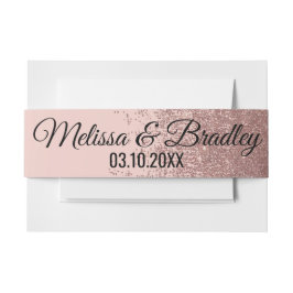 Roos Gold Glitter Sparkles Blush Pink Belly Band Uitnodigingen Wikkel