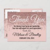 Roos Gold Glitter Sparkles Blush Pink Dank u Briefkaart (Voorkant / Achterkant)