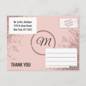 Roos Gold Glitter Sparkles Blush Pink Dank u Briefkaart (Achterkant)