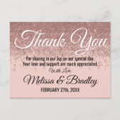 Roos Gold Glitter Sparkles Blush Pink Dank u Briefkaart (Voorkant)
